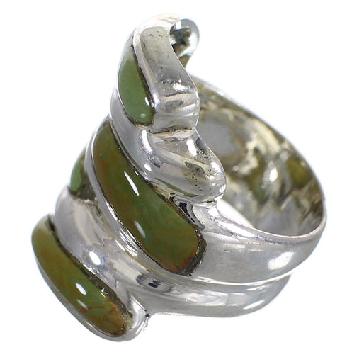 Turquoise Inlay Silver Southwest Ring Size 5-1/2 AX87365